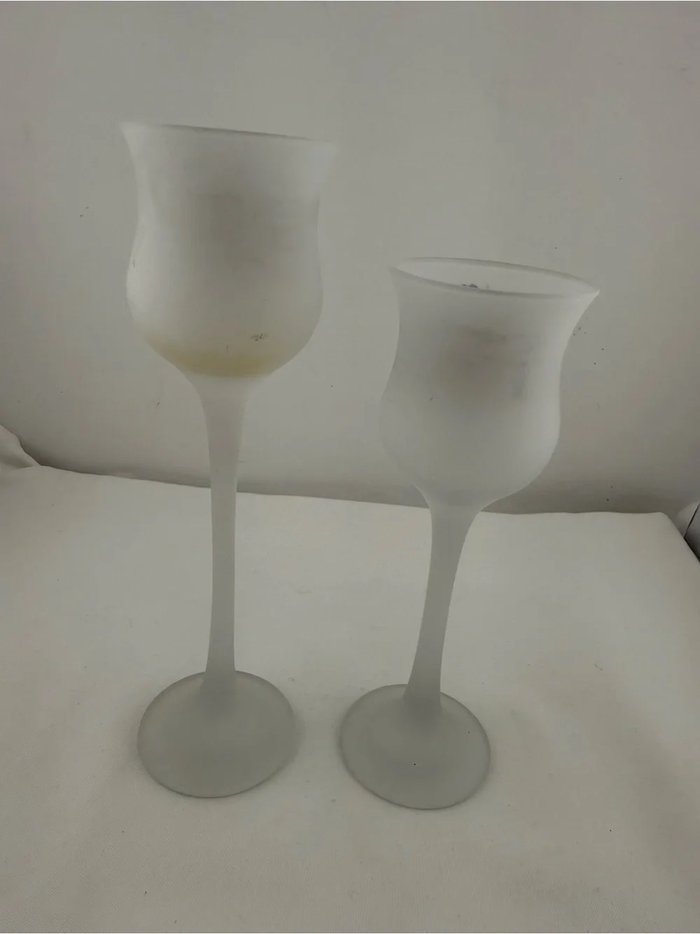 Vintage L.E. Smith frosted glass stemmed votive candle holders